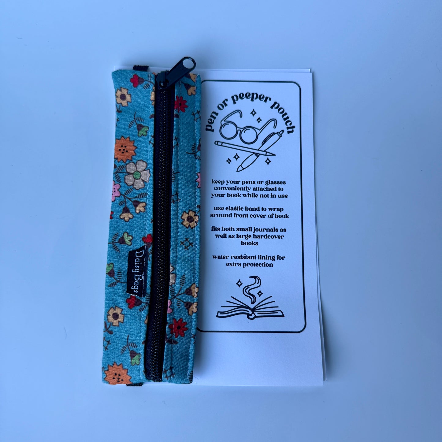 Pen or Peeper Pouch Autumn Blue Flower