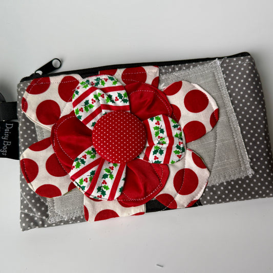 Wristlet OOAK Red Flower