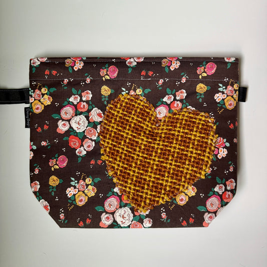 Project Bag OOAK Brown Applique Heart