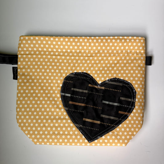 Project Bag OOAK Yellow Dot Heart
