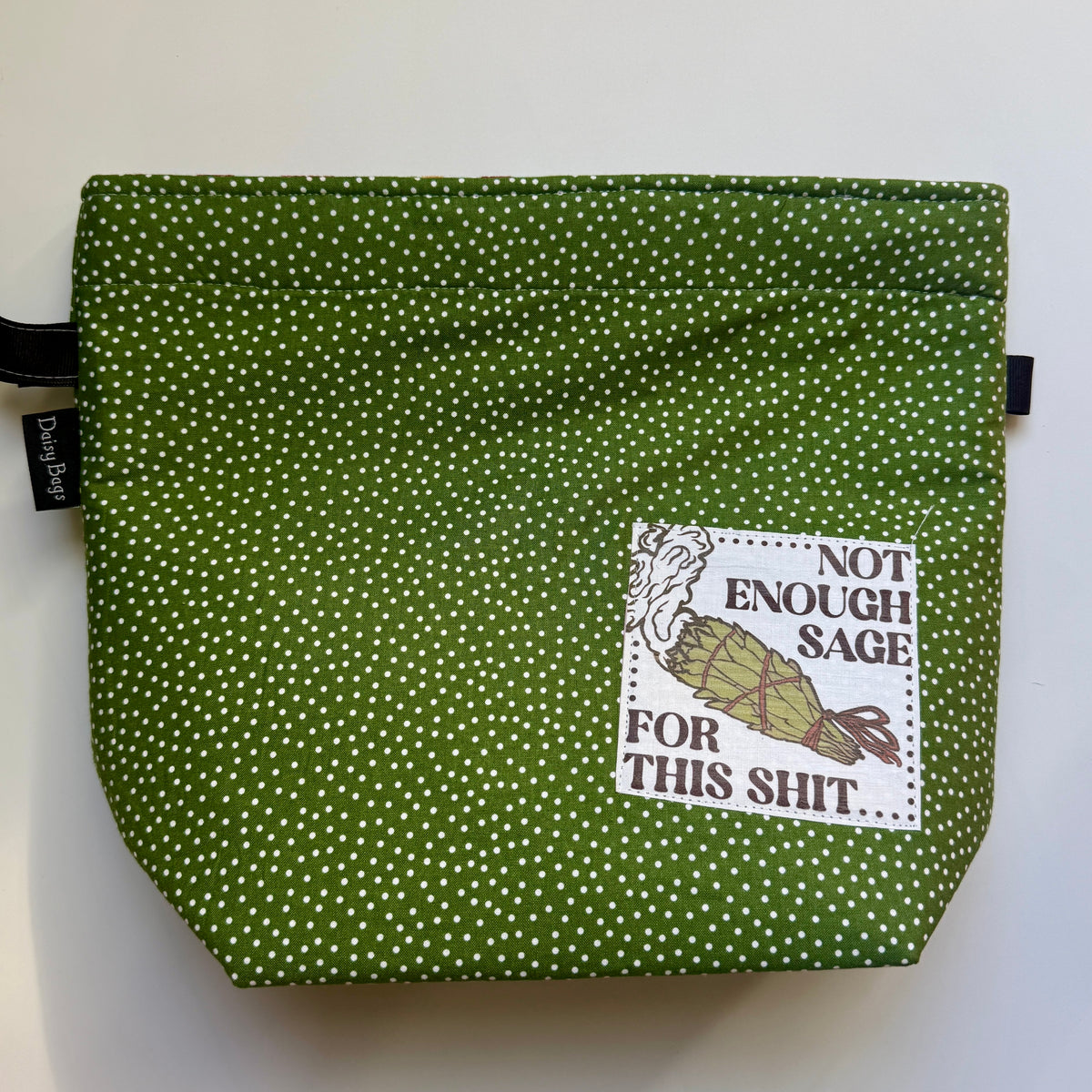 Quote Patch Project Bag: Green Dots