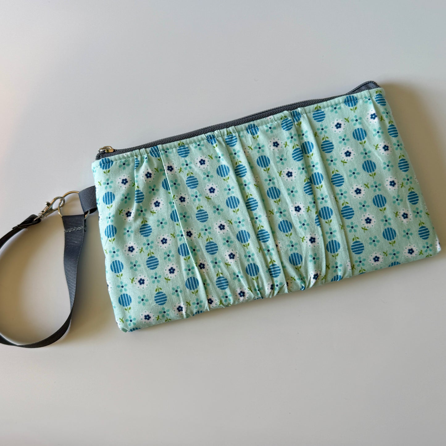 Tiny Blue Flower Gathered Wristlet