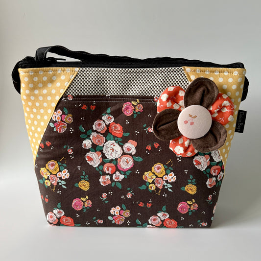 Medium Zipper Top CC Brown Flower