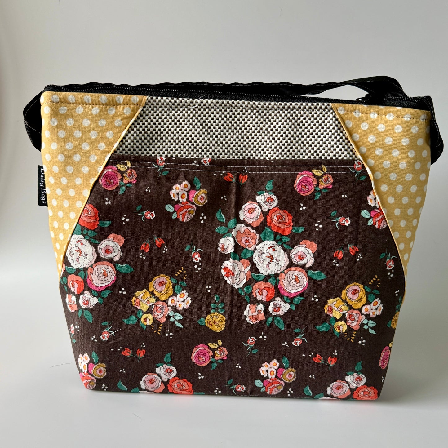 Medium Zipper Top CC Brown Flower