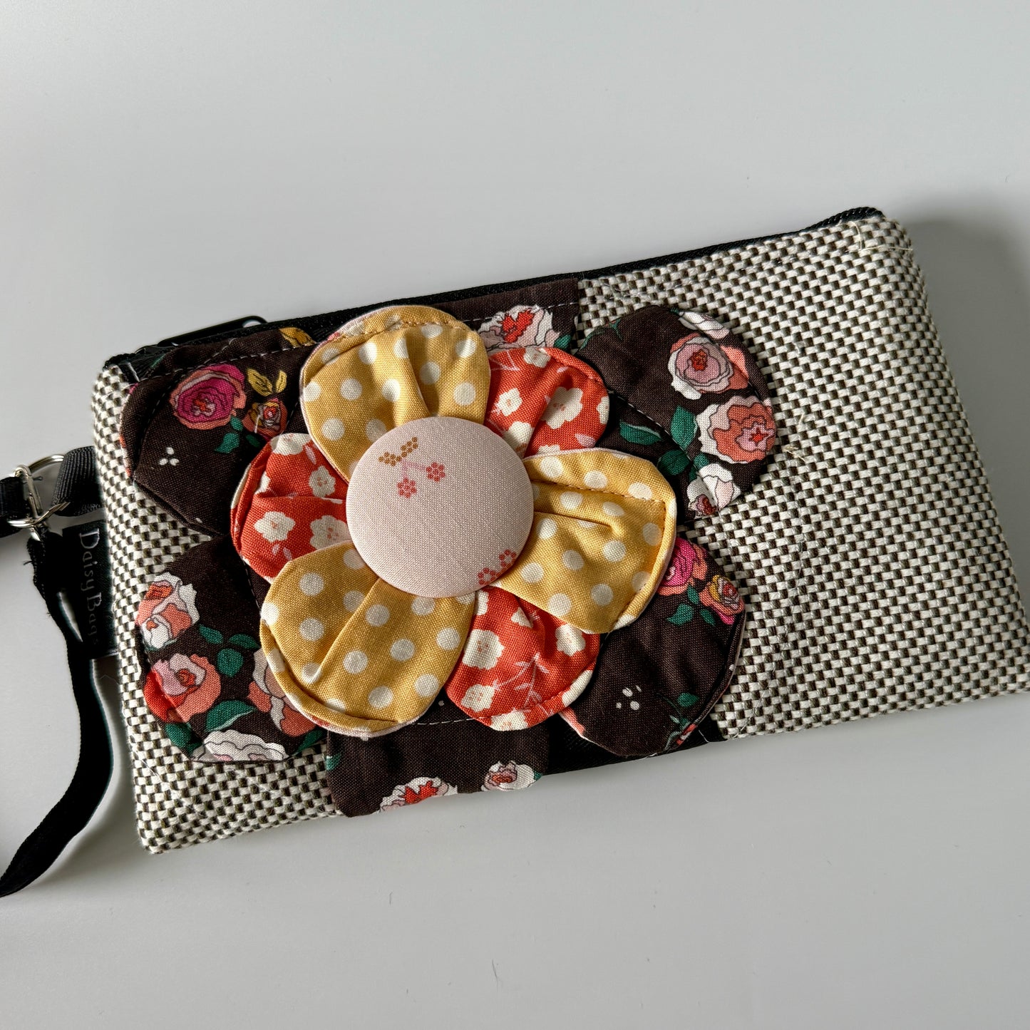 Brown Flower Wristlet
