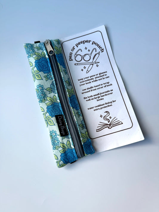 Pen or Peeper Pouch Blue Flower