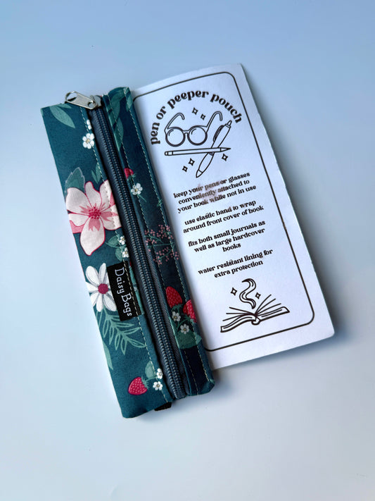 Pen or Peeper Pouch Navy Flower