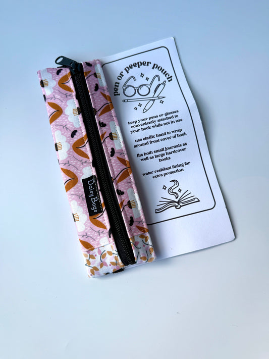 Pen or Peeper Pouch Pink Flower