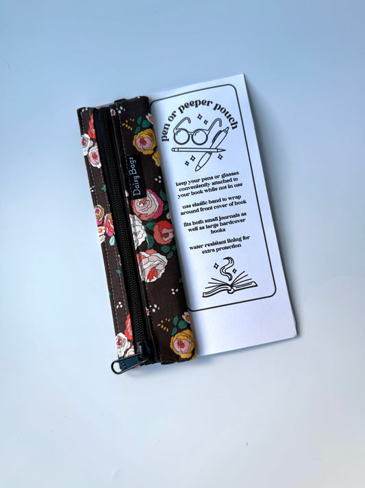 Pen or Peeper Pouch Brown Flower