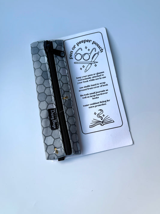 Pen or Peeper Pouch Gray Bee