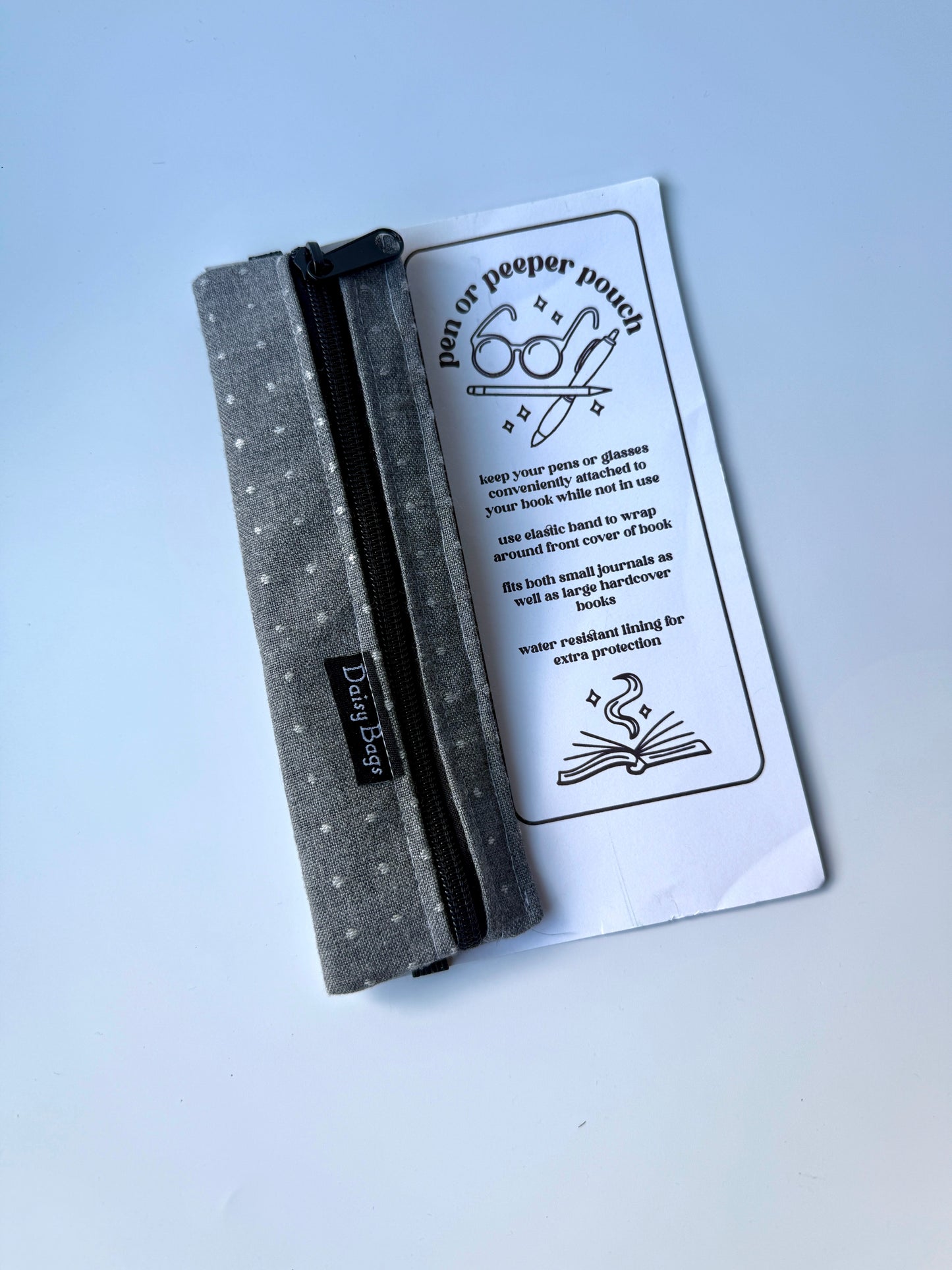 Pen or Peeper Pouch Gray Dot Upholstery