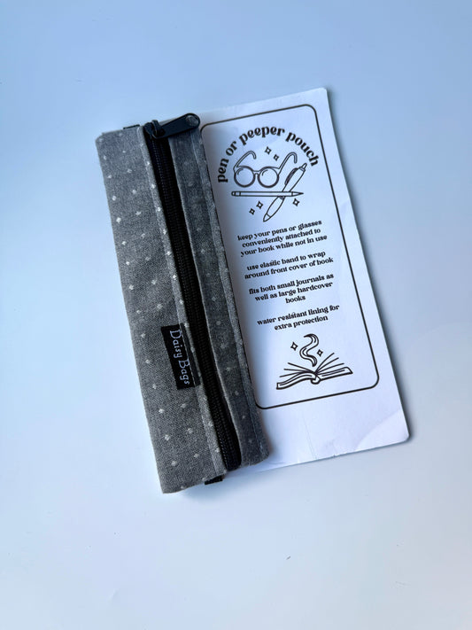 Pen or Peeper Pouch Gray Dot Upholstery