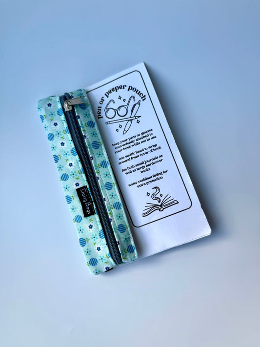 Pen or Peeper Pouch Blue Tiny Flower