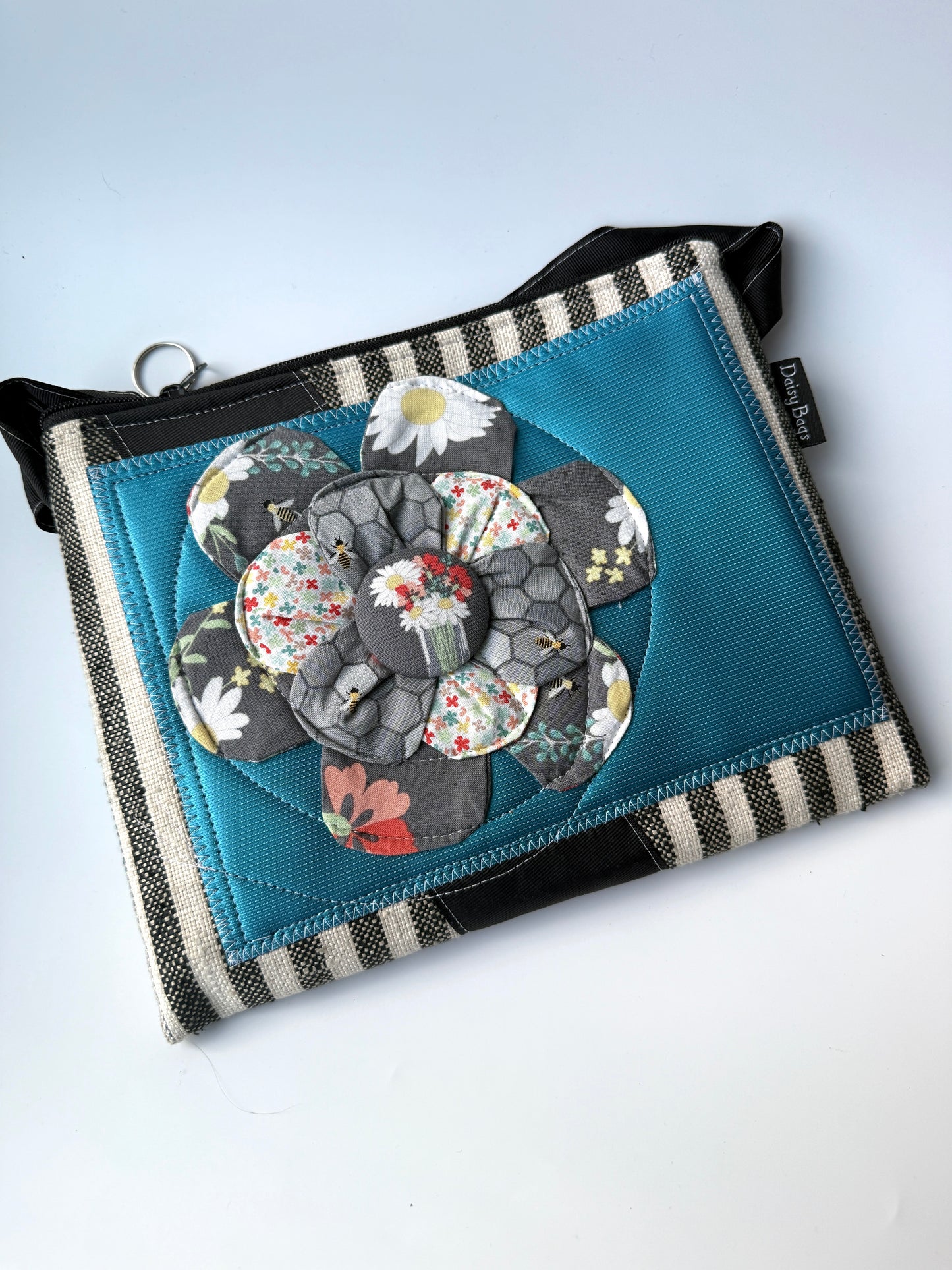 XL Bitty Bag  Blue Patch Gray Flower