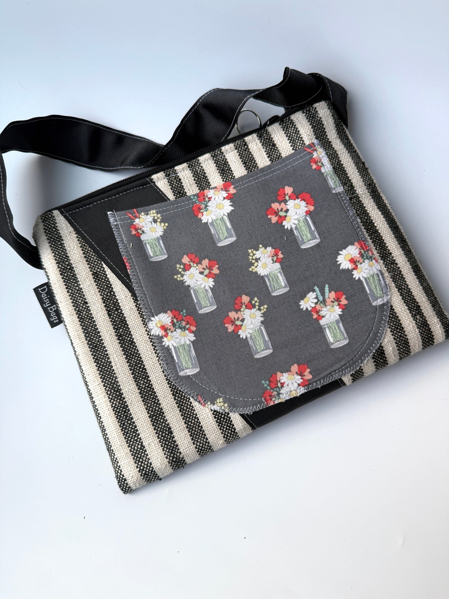 XL Bitty Bag  Blue Patch Gray Flower