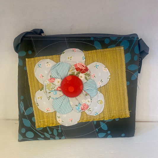 XL Bitty Bag Patch Turquoise Flower