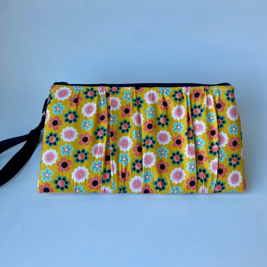 Yellow Flower Gathered Wristlet